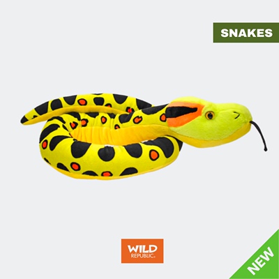 黄绿色水蟒蛇玩偶毛绒美国WildRepublic仿真动物蛇装饰正品玩具