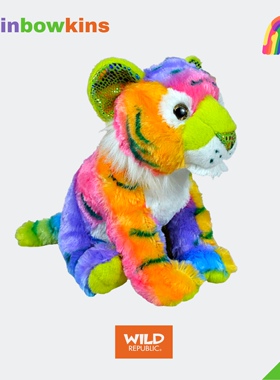 彩虹老虎毛绒美国WildRepublic治愈玩具正品玩偶可爱动物陪伴公仔