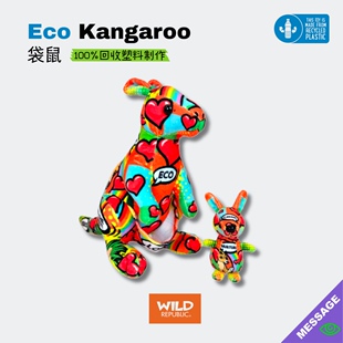 袋鼠毛绒玩具创意涂鸦环保公仔玩偶儿童礼物新款WILD REPUBLIC