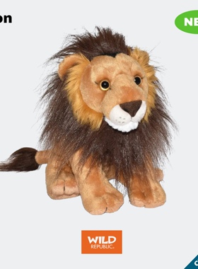非洲狮子仿真毛绒美国WildRepublic正品玩偶自然治愈科普玩具