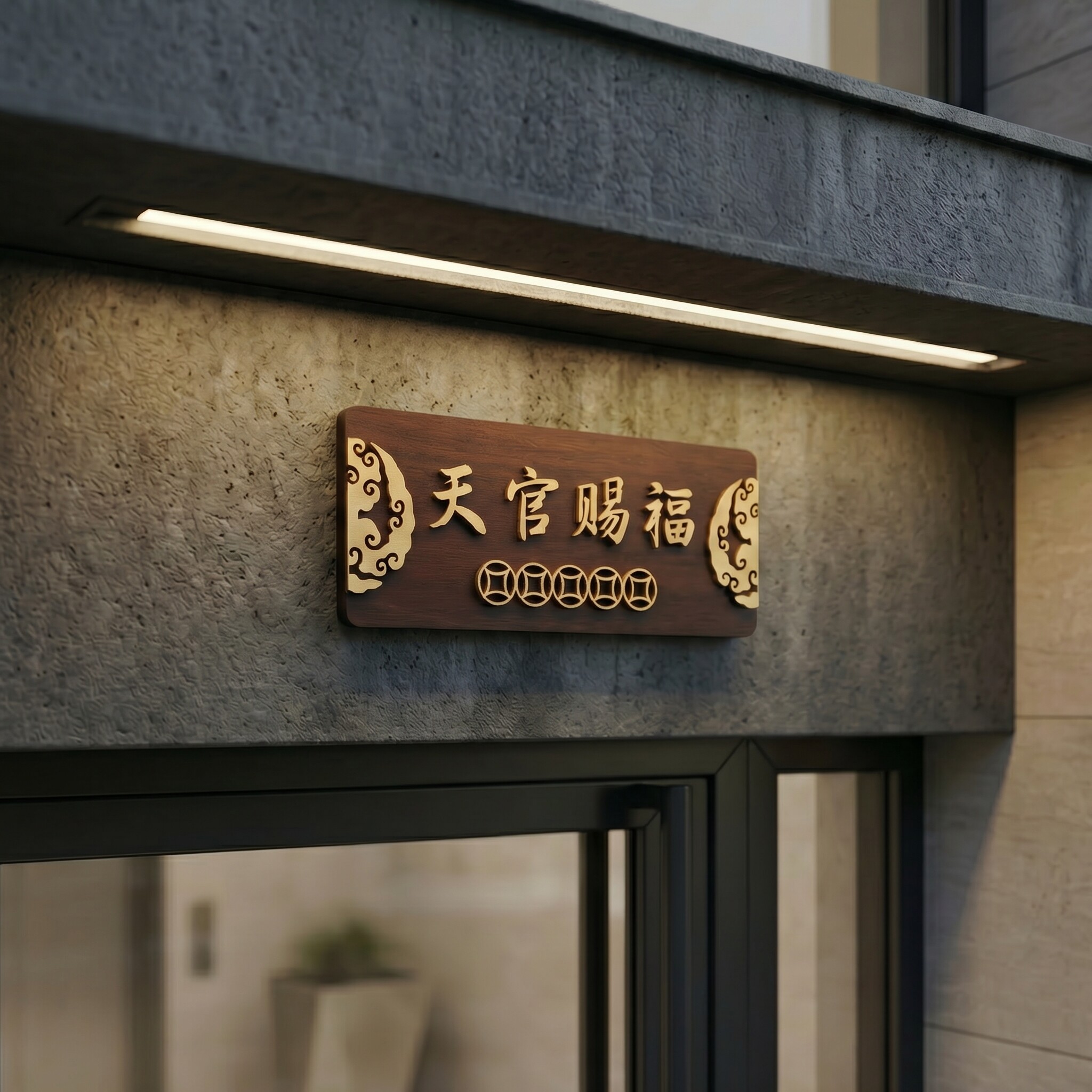 天官赐福门贴2026新款门对门木质门牌入户门对大门卧室窗乔迁新居