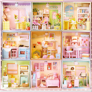 筑梦空间微缩仿真场景带灯光花房艺馨奶茶怪兽益智手工DIY亲子