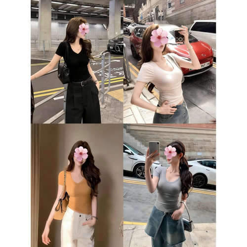 Lilylikes“韩漫身材Tee”休闲甜辣风v领新款短袖T恤