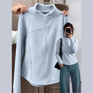 摇粒绒外套加绒卫衣女秋冬2026新款修身户外羽绒服冲锋衣内胆冬季