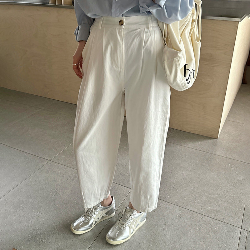 棉茧 高腰休闲裤女2026春秋新款小个子百搭显瘦宽松长裤直筒裤子