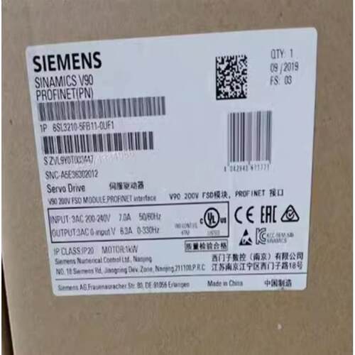 6SL3210-5FB11-0UF1西门子V90驱动器6SL32105FB110UF11KW全新议价