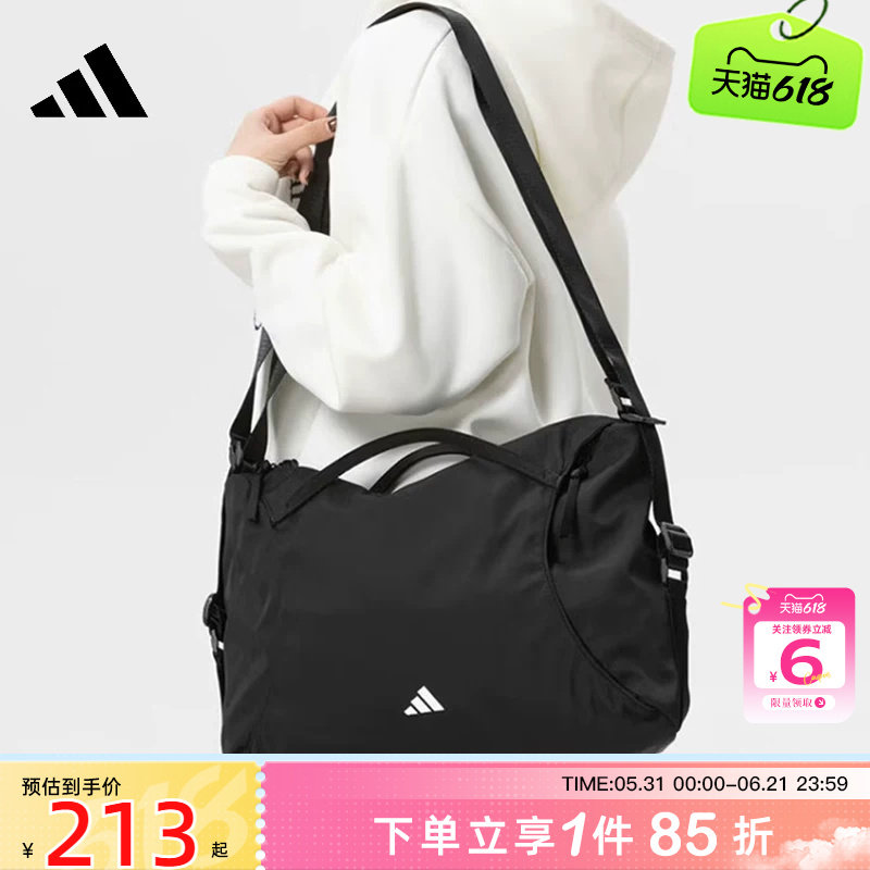 劲浪adidas阿迪达斯新款斜挎包男女款运动休闲黑色双肩背包KU1535