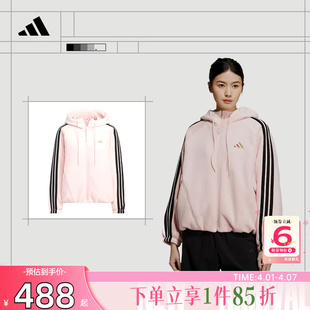 女子运动休闲夹克三条纹连帽外套KB7605 劲浪adidas阿迪达斯新款