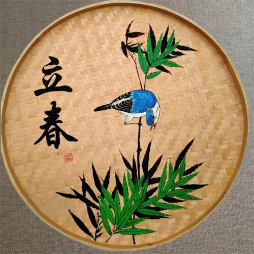 手绘簸箕画文化墙餐厅装饰画
