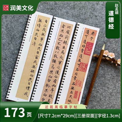 元 赵孟頫小楷道德J行书小楷毛笔字帖近距离对临字帖卡三册