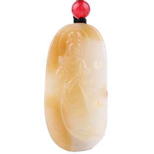 天然新疆和田玉吊坠慈航大士玉坠原石挂件男款大师作品G228