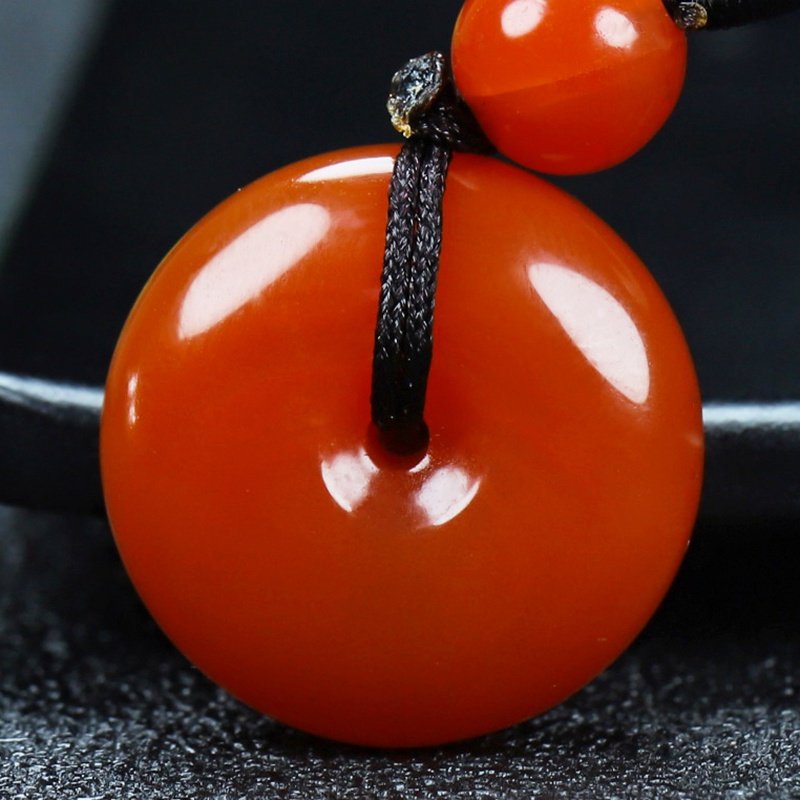 【原矿】天然南红玛瑙柿子红平安扣玉坠原石吊坠男女儿童款286号