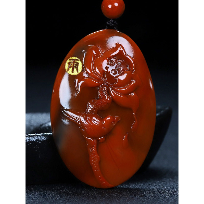 正宗天然凉山南红玛瑙柿子红吊坠花鸟挂件 喜登连科 男女款118