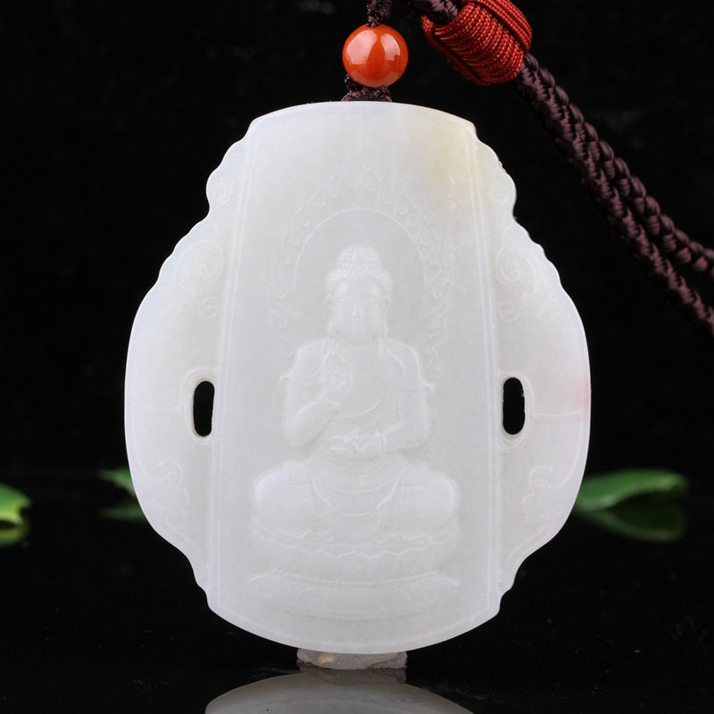 天然和田玉吊坠生肖狗本命佛阿弥陀佛守护神男女11号大师款