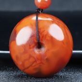 265 天然凉山南红玛瑙原矿无胶平安扣吊坠原石雕刻男女款 原矿