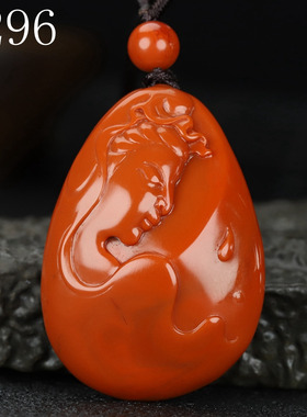 天然正宗凉山南红玛瑙柿子红原石挂件观音吊坠男款G296