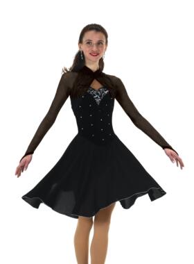 花样滑冰服表演服儿童成人女童比赛考级裙子黑色闪亮舞蹈D31