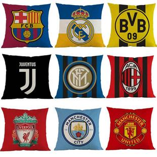 欧洲五大联赛足球俱乐部英超意西甲队徽双面抱枕球迷周边装 饰靠垫