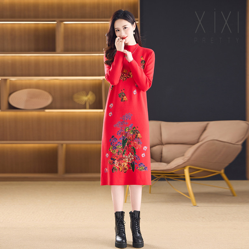 高端秋冬毛衣裙针织打底连衣裙