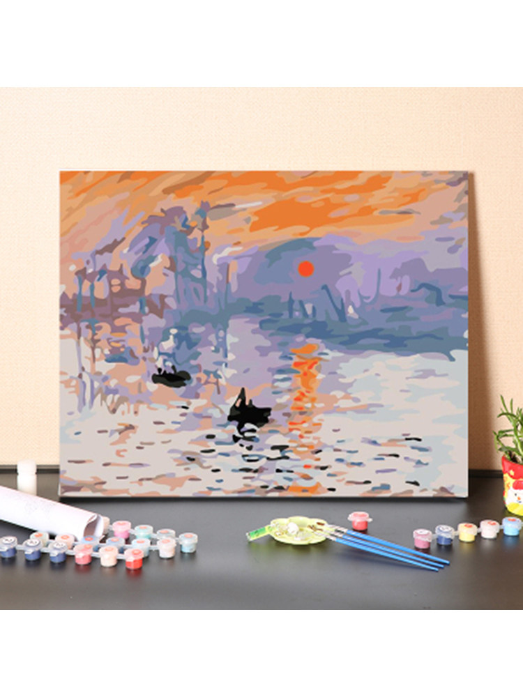 莫奈数字油画填色油彩画北欧装饰画挂画手工填充画画diy日出印象