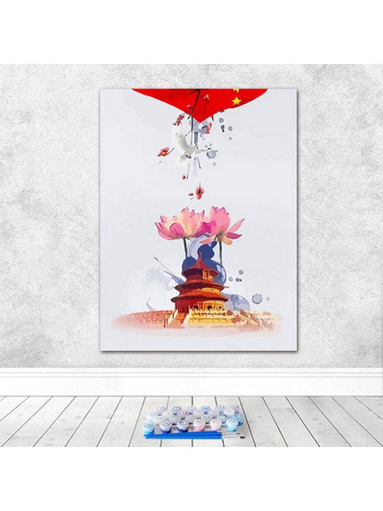 国庆建军装饰画diy油彩画数字油画祖国手绘爱国爱党定制咨询客服