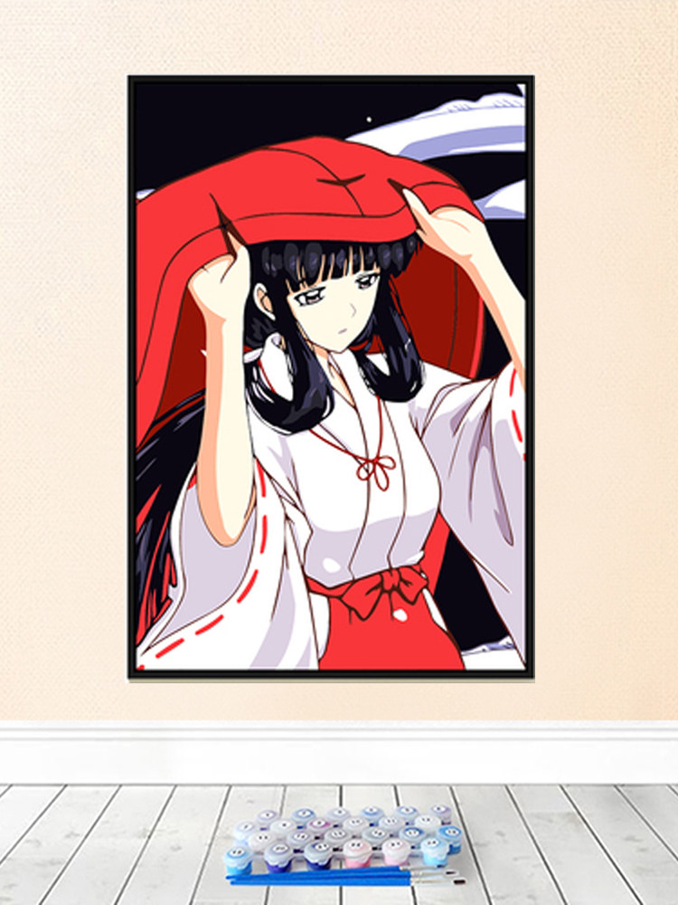 犬夜叉手工 diy数字油彩画填色动漫宿舍卧室装饰画杀生丸戈薇桔梗