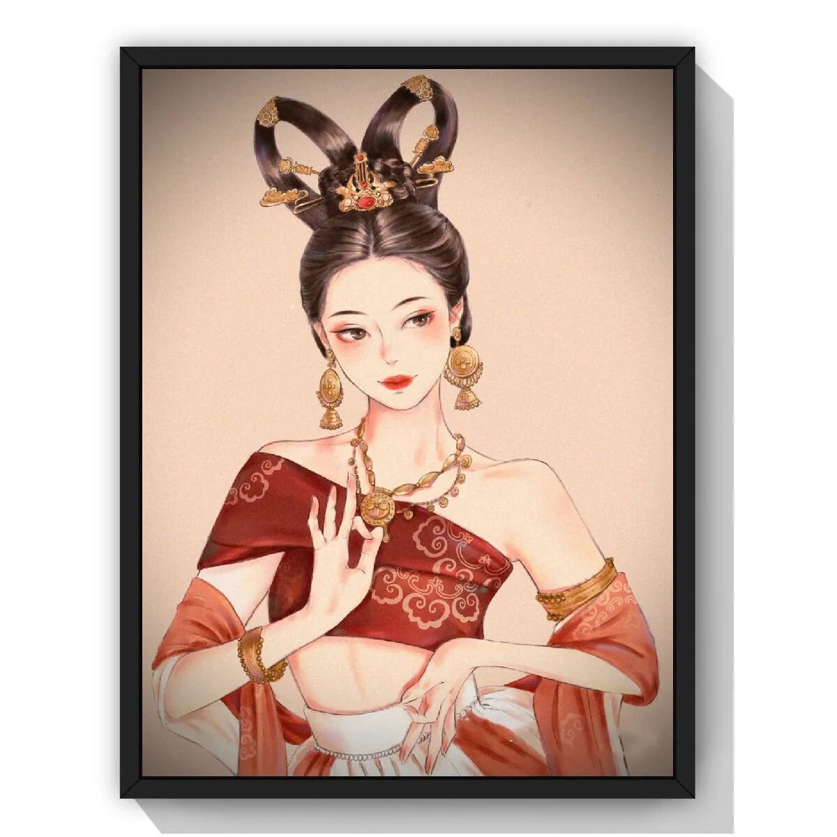 敦煌飞天仙女古风美人diy数字油画休闲减压填色油彩背景墙装饰画