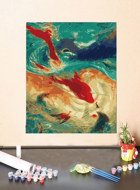 填充色数字油画圳湾丙稀油画