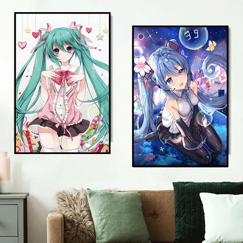 初音未来miku公主殿下diy数字油画二次元手工填色画客厅房间装饰