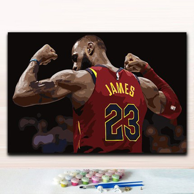 勒布朗詹姆斯diy数字油彩画手工填色油画 nba篮球明星送男友礼物