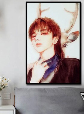 花花动漫版华晨宇明星diy数字油画手绘油彩客厅卧室背景墙装饰画