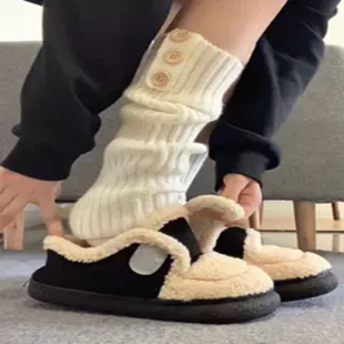 白色袜套女款配雪地靴毛毛鞋堆堆袜纽扣小腿袜设计感袜子腿套秋冬