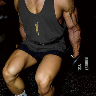 健身背心男夏季肌肉速干兄弟运动撸铁训练健美大码工字无袖衣服狗