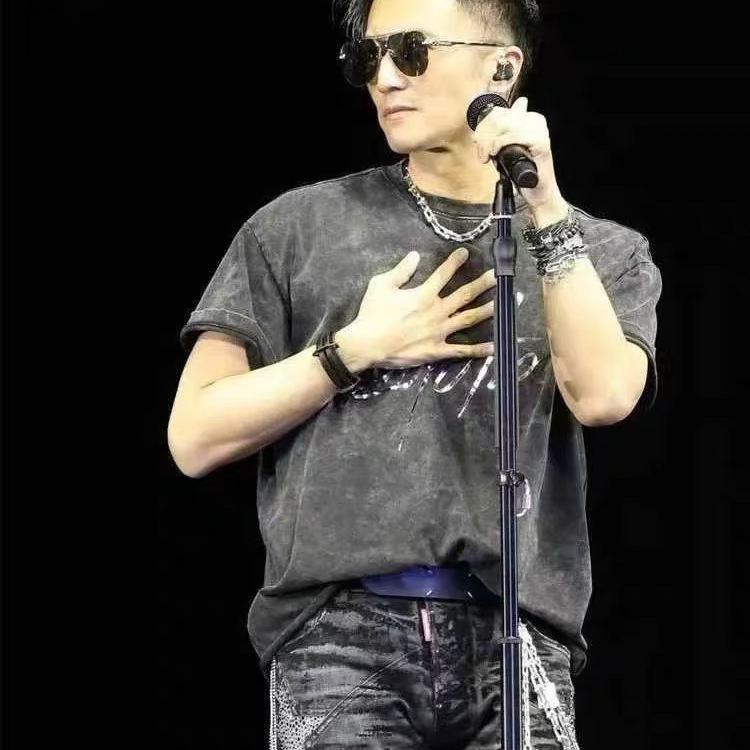 潮牌运动短袖男霆锋同款演唱会水洗纯棉圆领T恤衫休闲百搭衣服