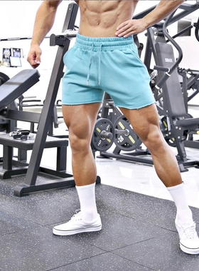 美式短裤男三分裤不过膝夏季弹力卷边橙色运动跑步健身篮球训练裤