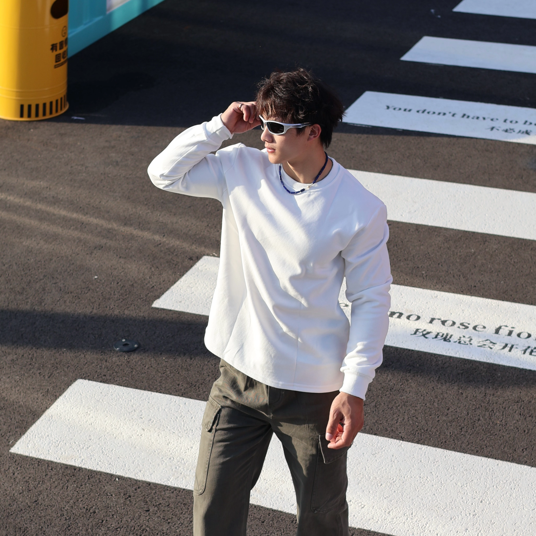 长袖T恤男春秋季圆领卫衣字母休闲套头百搭运动美式户外衣服健身