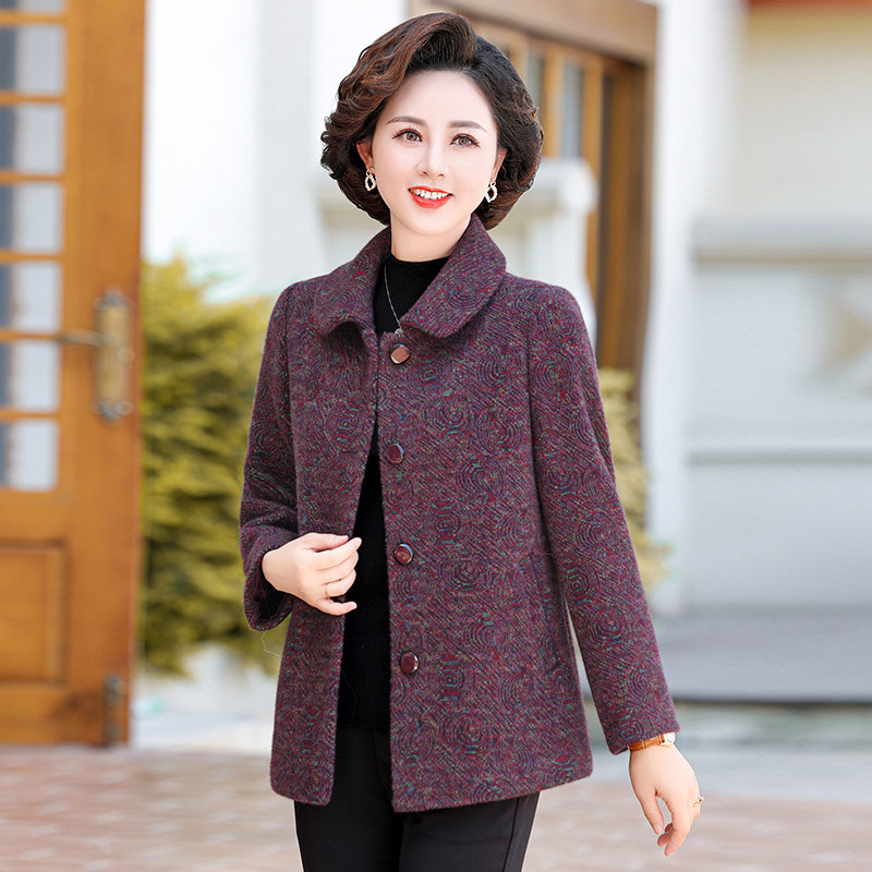 秀美星星中老年妈妈装貂绒外套女秋装新款老年人奶奶冬装短款上衣