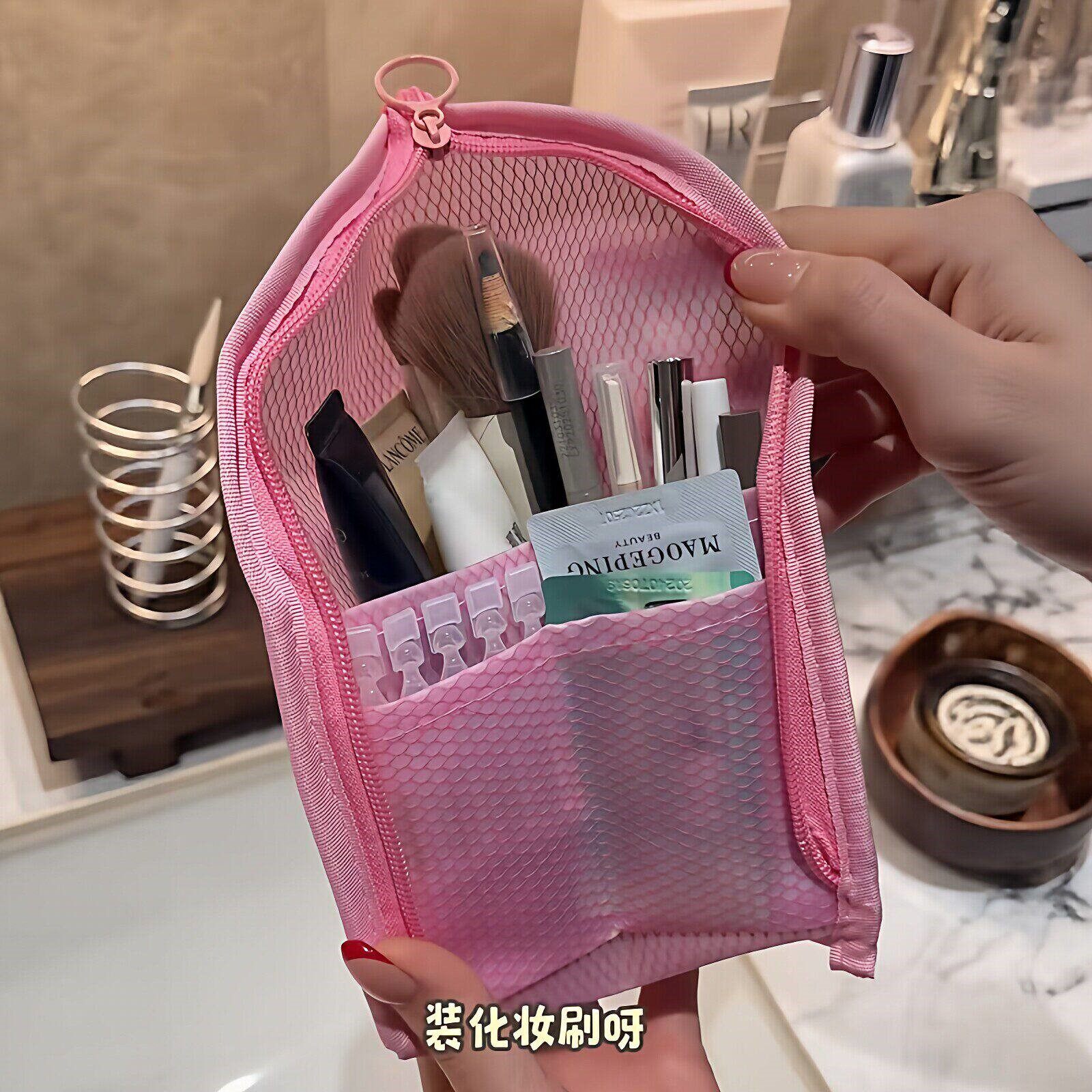 可站立的一家三口旅行专用洗漱包夹网牙刷包酒店防水化妆品收纳包