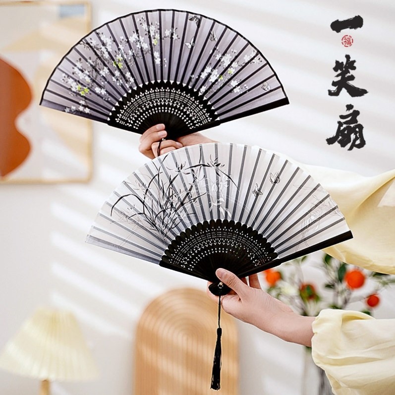 扇子古风折扇中国风汉服旗袍男女舞蹈夏季随身便携折叠流苏小巧扇
