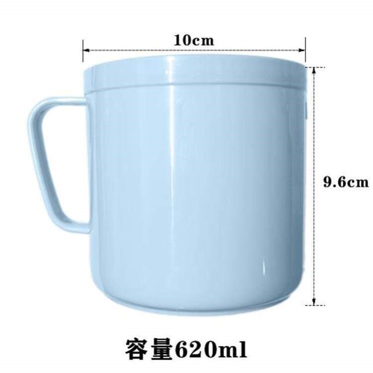 领600ml加厚洗漱杯家用大口杯直身杯带手柄圆筒刷牙杯成人口盅