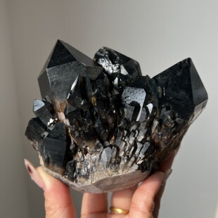 纯天然黑水晶簇茶晶簇巴西菠萝城堡水晶原石摆件居家办公桌面装饰