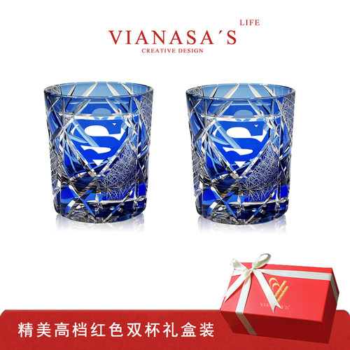 VIANASAS江户切子超人Superman水晶威士忌酒杯高级感洋酒杯送礼物 - 封面