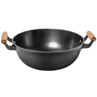 老式铁锅家用双耳铸铁炒锅大号生铁炒菜锅大锅圆底煤气燃气灶专用