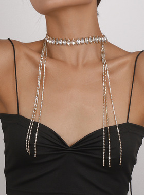 水钻长款流苏女轻奢性感个性项链