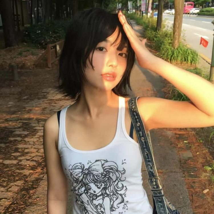 PPHOME美式复古印花背心女夏季新款辣妹修身显瘦无袖上衣