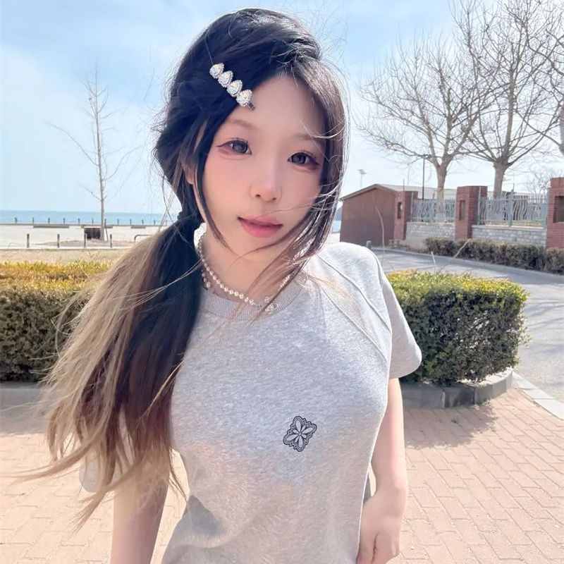 PPHOME美式复古纯棉短袖t恤女2025年夏季新款洋气设计感小衫百搭