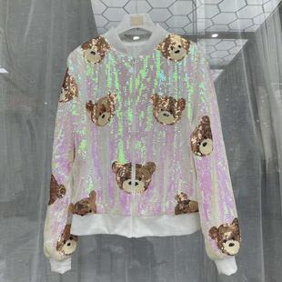 long Fashionable sleeved bear womens sequined cartoon Yani