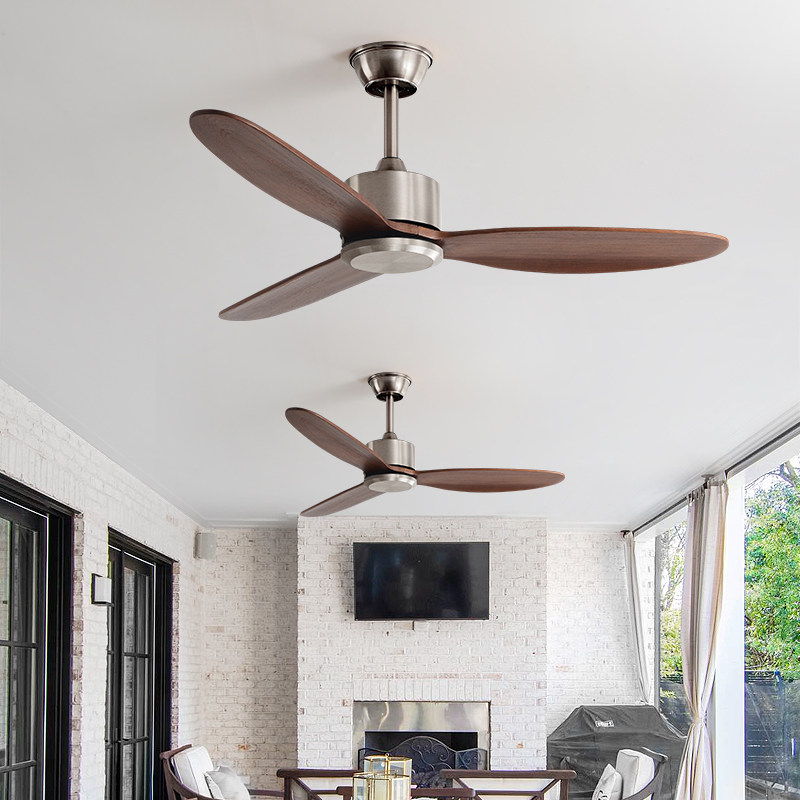 工业实木吊扇大风力餐厅商用复古吊顶电风扇北欧客厅家用无灯风扇