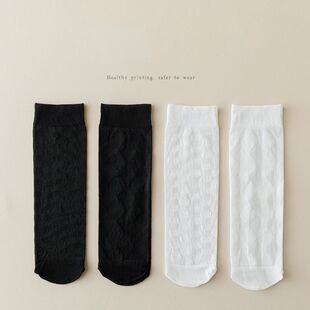 冰丝袜春夏女透明薄纱中筒袜日系搭配小皮鞋春夏网眼透气堆堆袜