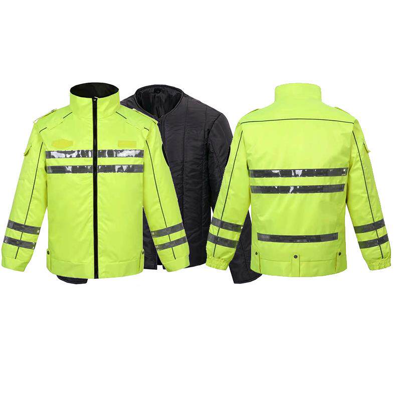 加厚反光加棉绒交通路政巡逻冬季保安棉衣防寒防风驾校工作服